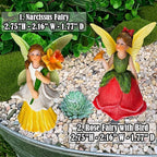 Mood Lab Fairy Garden - Miniature Fairy Figurines - Flower Girls Set of 2 pcs - Narcissus & Rose Fairies Accessories Statue Kit