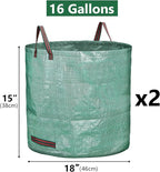2 Pack 16 Gallon Reusable Yard Waste Bags Heavy Duty Lawn and Leaf Bags Yard Waste Container Garden Grass Bags