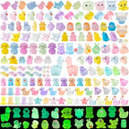 Luminous Mini Resin Animals 200 Pcs Tiny Resin Animals Figurines to Hide Mini Ducks Dinosaurs Glow in Dark for DIY Garden Miniatures Fairy Garden Accessories