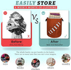 Football Laundry Basket Foldable With Handles American Ball Tote Bag Oxford Cloth Funny Laundry Hamper Clothes Storage Bucket Toy Organizer For Bathroom/Laundry/Bedroom 18.9" x 16.5 "