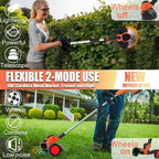 Electric Weed Wacker Eater Cordless Battery Powered, Weed Trimmer 4.0Ah Lightweight No-String with 2 Battery Operated & Wheels, 3 in 1 Stringless Grass Trimmer/Edger/Brush Cutter for Garden Yard Lawn