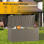 200 Gallon Deck Box, Resin Outdoor Indoor Waterproof Storage Box, Lockable Storage Box With Handle for Patio Furniture - Garden Tools - Swimming Pool Tools UV-Resistant, Grey