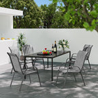 Patio Dining Chairs Set of 6, Outdoor Stackable Dining Chairs High Back, Patio Furniture for Backyard, Porch, Garden, Poolside (Grey)