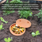 Underground Worm Farm Garden Red Pottery 11Inch vermicomposting Bin for use in Outdoor Gardening with Holes and Lid Outdoor Worm Compost Bin for Garden Beds & Home Use