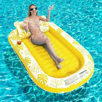 Inflatable Tanning Pool Lounger Float with Cervical Pillow - Pool Floats Adult for Sunbathing, Backyard, Pool Party - Inflate Ball Pit for Babies - Kids Swimming Pool Bed