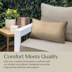 Honeycomb Outdoor Lumbar Pillow 2-Pack, 22 x 12, Hampton Texture Neutral Throw Pillows for Patio Furniture