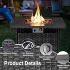 HUMMUH 6 Pieces Patio Furniture Set with Fire Pit Table Outdoor Conversation Set PE Wicker Patio Couch Swivel Glider Chairs Ottomans for Balcony Garden,Lawn,Deck