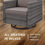 4 Piece Wicker Patio Furniture with Fire Pit Table - Outdoor Conversation Set with 50,000 BTU Fire Pit, All Weather Rattan Patio Set for Deck Backyard Garden - Grey Wicker Grey Cushion