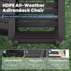 Tall Adirondack Chairs Set of 2, All Weather HDPE Poly Bar Height Balcony Adirondack Chair with Removable Double Connecting Trays, Outdoor Adirondack Barstools for Deck, Patio, Yard, Pool, Lawn