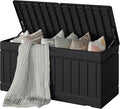 Devoko 78 Gallon Deck Box, Waterproof Resin Outdoor Storage Box for Outside and Patio, Outdoor Storage Bench Lockable for Patio Furniture, Garden Tools and Pool Supplies (Black, 78 Gallon)