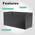 New 100 GallonOutdoor Storage Box,Resin Deck Boxes Waterproof, IndoorOutdoor Bin for Package Delivery, Patio Cushions, Gardening Tools, Lockable, UV Resistant