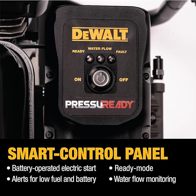 DeWalt DXPW3400PRNB-S PressuReady 3400 PSI Gas Pressure Washer with Quick Start Technology, 2.5 GPM Axial Cam Pump, 208cc Engine, Cold Water, Includes 25-Ft Hose, Nozzles, Spray Gun & Wand, 49-State