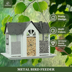 Kingsyard Bird Feeder House for Outside, Metal Mesh Wild Bird Feeder with Triple Feeders for Finch Cardinal Chickadee, Large Capacity, Weatherproof and Durable