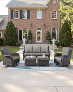Pop 22x25/22x24 Outdoor Chair Cushions Set of 2 - High Back Deep Seat Water-Resistant Patio Wicker Chairs Cushion for Rattan Dining Rocker Glider Loveseat Couch Sectional Sofa - Grey/Classic