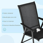 S AFSTAR Patio Chairs Set of 2, Outdoor Foldable Sling Chairs with Armrests, Folding Outdoor Chairs for Lawn Garden Backyard Poolside Porch (Black)