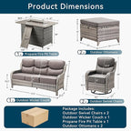 Luxury High Back Outdoor Furniture 6-Inch Thick Cushions with 50,000 BTU Gas Propane Fire Pit Tablet, Patio Furniture Set with Swivel Chairs, 6 PCS for Porch, Balcony, Deck and Yard