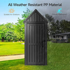 ONBRILL Multifunctional Storage Shed, Outdoor Storage Cabinet with Hooks and Lock Ring, Waterproof Outdoor Storage Shed for All Weather, Tool Outdoor Shed for Patio Lawn and Garden