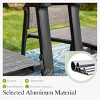 Sophia & William Patio Table and Chairs Set 7 Pieces, 6 Aluminium Patio Dining Chairs with 60" x 38" Metal Dining Table, Stackable and Easy to Move for Outdoor Garden Lawn (Grey)