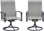 Patio Swivel Chairs Set of 2, Outdoor Swivel Chairs with Armrest, High Back Patio Chair with Metal Frame, All-Weather Outdoor Dining Chair for Deck, Porch and Lawn, Grey