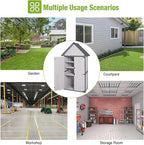 GUTINNEEN Outdoor Storage Shed with All Around Strong Metal Frame, Garden Tool Sheds Cabinet with Floor & Adjustable Shelves, Wooden Tool House for Backyard Garden Patio Lawn (White)