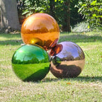 Stainless Steel Gazing Globe Mirror Ball, Decorative Gazing Balls for Garden, Reflective Smooth Garden Ball Sphere for Outdoor Yard Decoration (Orange, Dia: 8 inch)