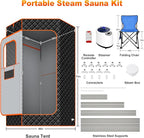 iTHERAU XL Sauna Box, Portable Sauna for Home, Steam Sauna Tent Full Body Personal Sauna Room with 3L 1200w Steamer, Upgrade Materials, Remote Control, 9 Levels Heat, 90 Mins Timer, Chair