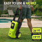 Pressure Washer Cleaner with 4 Nozzles & Foam Cannon for Driveways, Cars, Fences, Decks, Patios, and Outdoor Cleaning (Green)