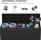 YITAHOME 60 Gallon Resin Deck Box, Weather Resistant Outdoor Rattan Storage Box, Lockable Indoor Outdoor Storage for Supplies and Essentials, Black