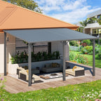 AECOJOY 14' x 10' Hardtop Gazebo Outdoor Pergola, 10x14 Large Heavy Duty Lean to Metal Pergolas and Gazebos on Clearance, Wall-Mounted Grill Gazebo Galvanized Steel Patio Roof Awnings for Patio