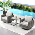 HUMMUH 5 Piece Patio Furniture Set,PE Wicker Patio Swivel Rocker Chairs Outdoor Chairs Set of 2 with Side Table for Porch,Garden,Backyard