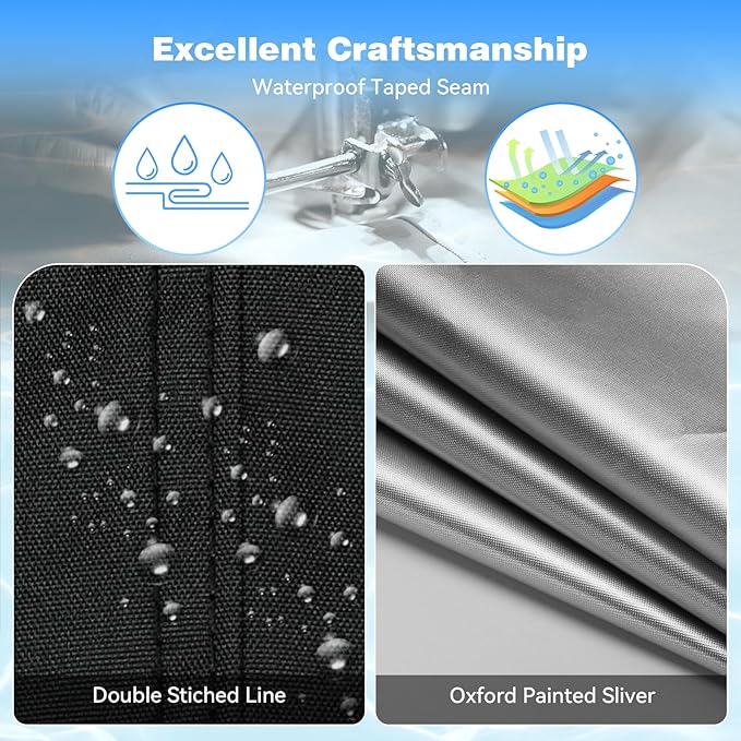 12x21 Ft Rectangular Pool Cover with Reflective Strips for Above Ground Pool, 420D Swimming Pool Cover for Rectangular or Oval Frame Pools, Solar Cover with Drawstring and Ground Nails