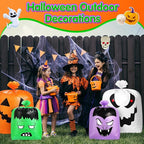 Qilery 6 Pcs Halloween Leaf Lawn Bags Plastic Pumpkin Trash Bags for Leaves with Twist Ties for Halloween Yard Garden Outdoor Party Favors Decorations