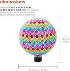 Alpine Corporation - Outdoor Glass Gazing Globe with Mosaic Teardrop Design -10 Inch Diameter, Multicolor