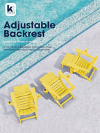 KINGYES Folding Adjustable Adirondack Chair with Ottoman & 2 Cup Holders Set of 4, HDEP Multifunctional Adirondack Chair with Footrest, Yellow