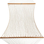 Original Pawleys Island Deluxe Oatmeal DuraCord Rope Hammock – 13 ft. x 60 in., 2-Person, 450 lb Capacity, Oak Spreader Bar, Zinc-Plated Hardware, Handcrafted in The USA