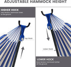 Lazy Daze Hammocks Double Hammock with 9 ft Space-Saving Steel Stand Includes Portable Carrying Case, 450 Pounds Capacity (Blue White)