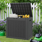 NUNU LAB 31 Gallon Outdoor Storage Box Waterproof,Indoor Outside Deck Box,Backyard Storage Bin For Package Delivery,Garden Tools,Patio Cushions,Pool Accessories,Storage Bench Lockable Lid