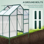 Outsunny 6' x 4' Greenhouse for Outdoors, Polycarbonate Greenhouse with Rain Gutter and Roof Vent, Aluminum Walk-in Green Houses for Outside for Patio Backyard Garden, Dark Green