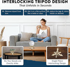 Alternative Imagination Wooden Tripod Display Stand - 6-Inch Hand Carved Holder Made from Mango Wood -Folding Natural Stand for Abalone Shell, Crystal Ball, Key Bowl,Trinket Dish, Incense,Decor & More