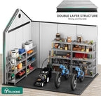 YITAHOME 8x10 FT Outdoor Storage Shed with Floor, Plastic Garden Shed for Bikes, Tools, Supplies, Waterproof Resin Shed with Lockable Doors, 2 Windows & 2 Vents for Patio, Backyard, 556 cu. Ft., Gray