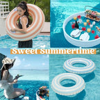 2 PCS Striped Pool Floats for Adults Swimming Rings Tube with Handles -Inflatable Pool Float Tube for Adults Pool Floats for The Beach, Party, Vacation