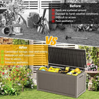 320 Gallon Deck Box, Resin Outdoor Indoor Waterproof Storage Box, Lockable Storage Box With Handle for Patio Furniture - Garden Tools - Swimming Pool Tools UV-Resistant (Grey 320 Gallon)