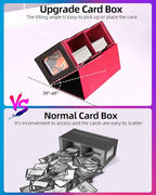 MTG Deck Box, MTG Commander Card Deck Box with Commander Display, Fits 250+ Single Sleeved, Double Card Storage Box with Dice Tray, Magnetic Card Storage Case for CCG TCG Sports Cards, Black Red
