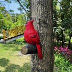 Tree Hugger Cardinal, Large Red Bird Garden Statue, Resin Figurine Hanging Tree Face Sculpture Yard Ornament