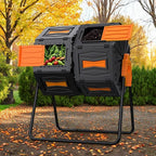 Compost Bin Outdoor 45 Gallon, BPA-Free Dual Chamber Rotating Composter for Kitchen Waste, Heavy-Duty Fast Compost Tumbler Great Sustainable Gift for Winter Garden Yard & Spring Ready Soil