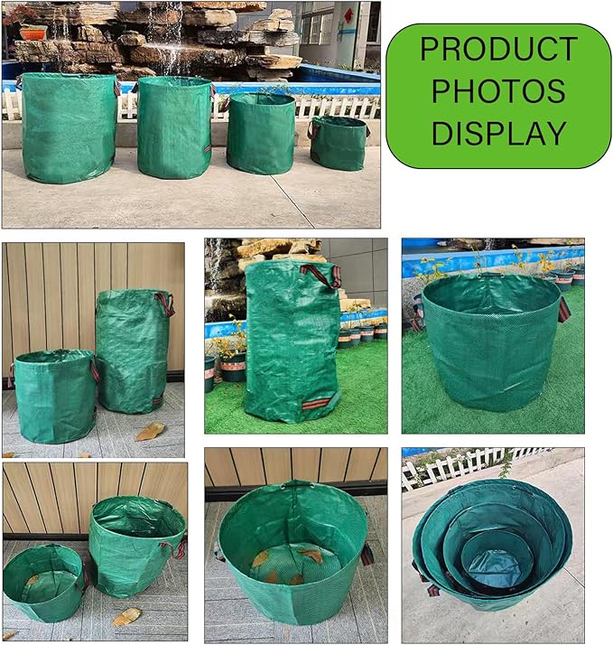Reusable Yard Waste bags,Collapsible Leaf Bag with Gardening Gloves,Yard Debris Collapsible Bag With 4 Handles, for Leaves, Lawn Debris & Grass Clippings (53Gallon)