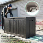 DRATO 75 Gallon Deck Box, Waterproof Resin Large Outdoor Storgae Box for Patio Furniture, Patio Cushions, Gardening Tools, Pool Supplies, Lockable
