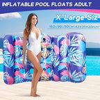 2025 New Pool Floats Adult, Inflatable Pool Lounge Floating Raft Chair with Adjustable Backrest Cup Holders for Swimming Pool Lake Beach Party, Tanning Floaties for Adults Heavy Duty