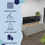 happimess TRK1000A Nino 31.5" Modern Minimalist Outdoor Faux Wicker Deck and Patio Storage Box, Gray, Soft-Close, for Package Delivery, Patio Furniture, Cushions, Gardening Tools, Pool Supplies