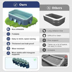 Foldable Pool, Non-Inflatable Swimming Pool for Kids, Adults and Pets, Hard Plastic Shell, Portable Above Ground for Outdoor, Garden, Kid Pool for Backyard (113'' x 66'' x 20'')